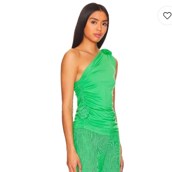 Callahan Ella Top One Shoulder in Kelly Green Size Small - Picture 2 of 7